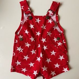 Vintage red white star print overalls - 12 months